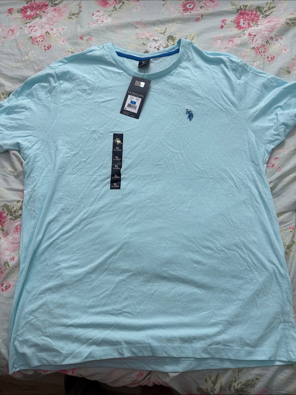 U.S. Polo Assn. Light Blue Crew Neck Tee with Contrast Logo